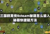 三国群英传8steam秘籍怎么输入 秘籍快捷键方法